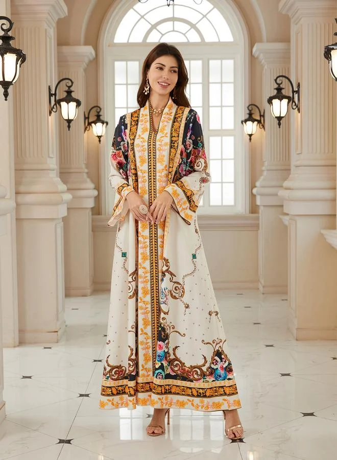 تايك تو جلابية مطبعة بقصة واسعة